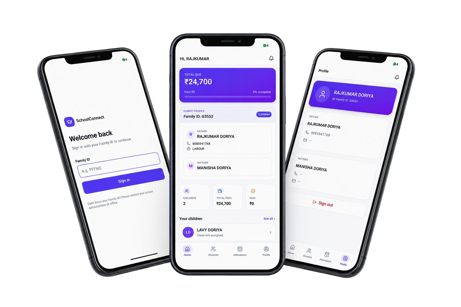 Karomanage school parent and student mobile app